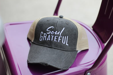 Soul Grateful Trucker Cap (Black/Tan)