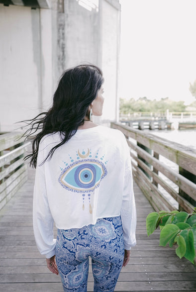 Soul Grateful Eye of Protection Cropped Long Sleeve Tee